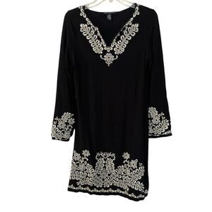 INC International Cocepts Black Embroidered Dress